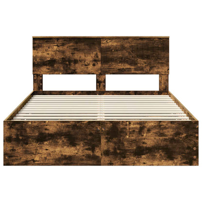 vidaXL Bettrahmen Geräucherte Eiche 140 x 190 cm Ingenieurs Holz
