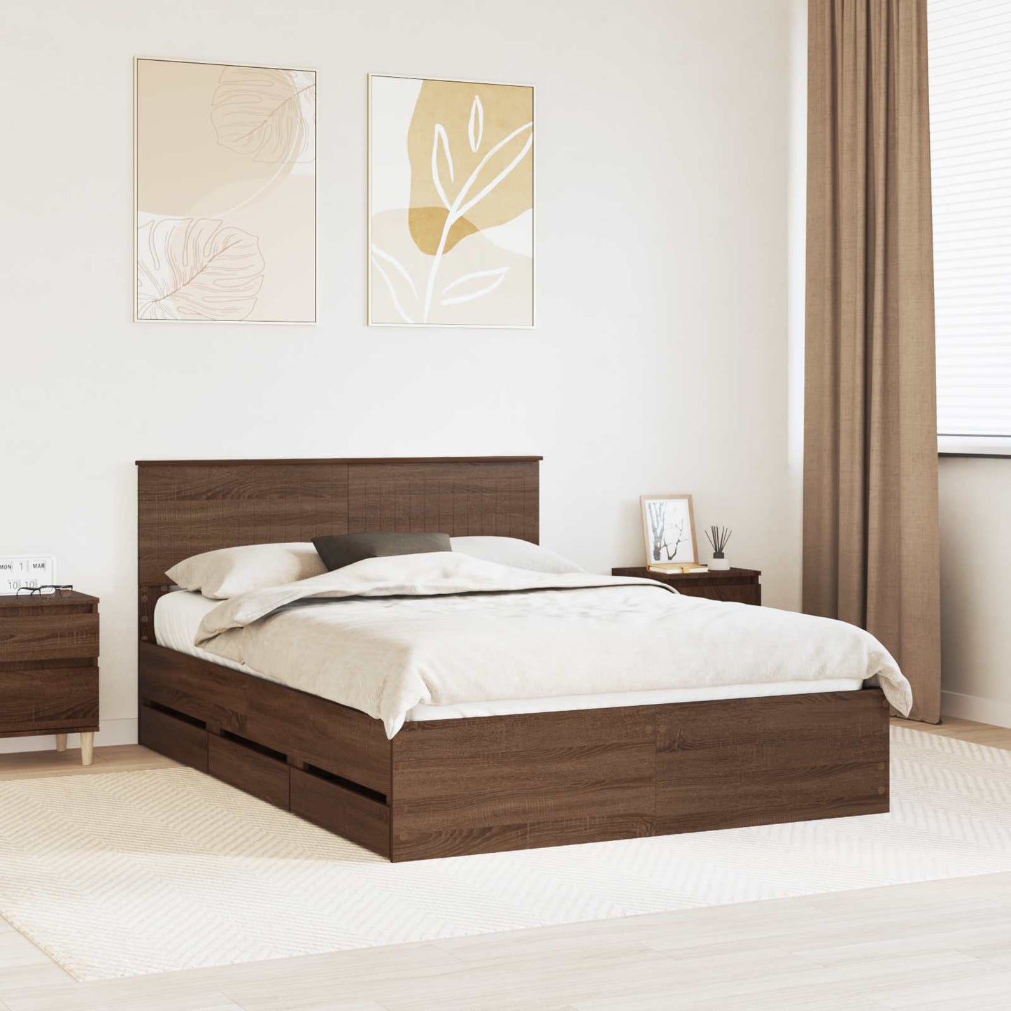 vidaXL Bettrahmen Braun Eichen-Optik 140 x 190 cm Ingenieurs Holz
