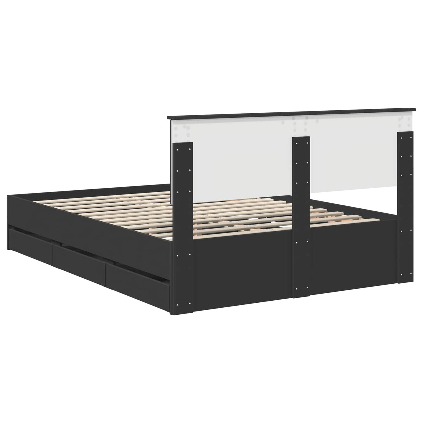 vidaXL Bettrahmen mit Schubladen Schwarz 140 x 200 cm Ingenieurs Holz