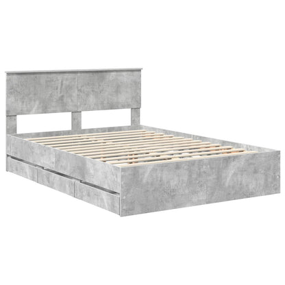 vidaXL Bettrahmen mit Kopfteil Beton Grau 140 x 200 cm Ingenieurs Holz
