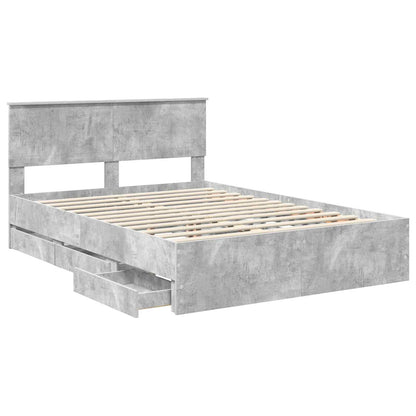 vidaXL Bettrahmen mit Kopfteil Beton Grau 140 x 200 cm Ingenieurs Holz