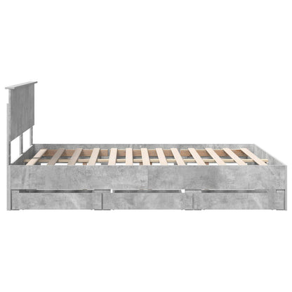 vidaXL Bettrahmen mit Kopfteil Beton Grau 140 x 200 cm Ingenieurs Holz