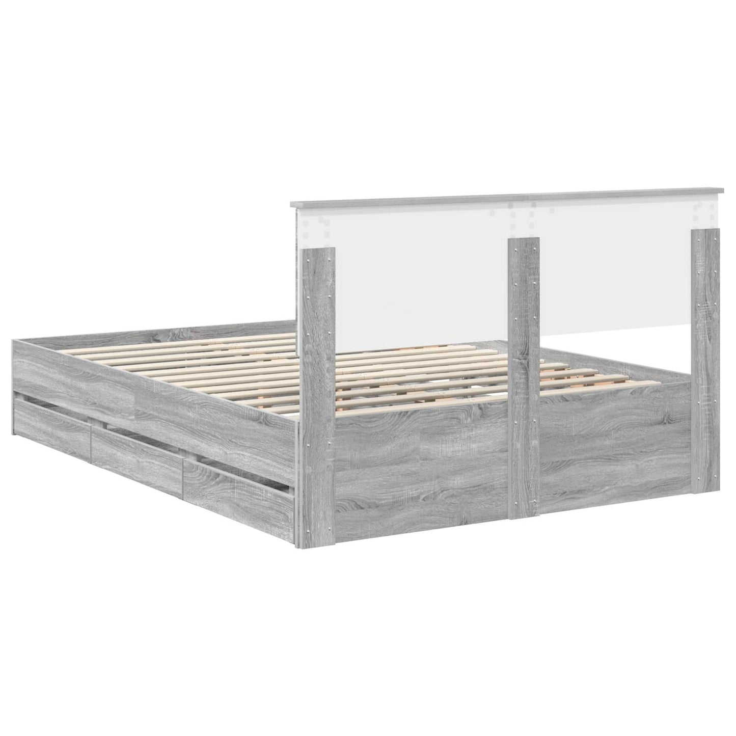 vidaXL Bettrahmen Graues Sonoma 140 x 200 cm Ingenieurs Holz