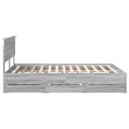vidaXL Bettrahmen Graues Sonoma 140 x 200 cm Ingenieurs Holz