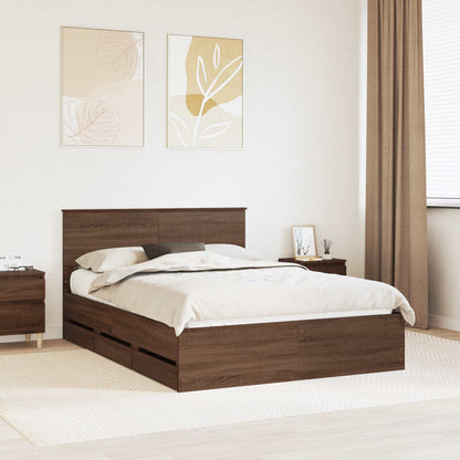 vidaXL Bettrahmen Braun Eichen-Optik 140 x 200 cm Ingenieurs Holz