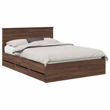 vidaXL Bettrahmen Braun Eichen-Optik 140 x 200 cm Ingenieurs Holz