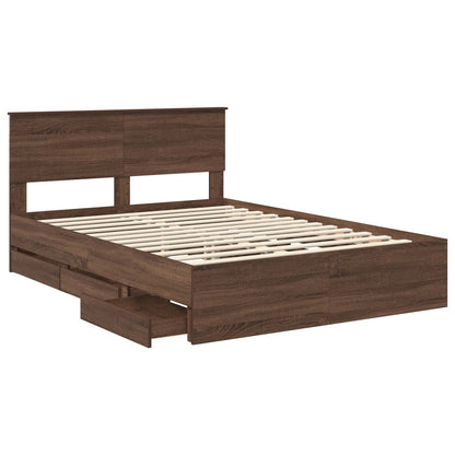 vidaXL Bettrahmen Braun Eichen-Optik 140 x 200 cm Ingenieurs Holz