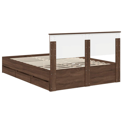 vidaXL Bettrahmen Braun Eichen-Optik 140 x 200 cm Ingenieurs Holz