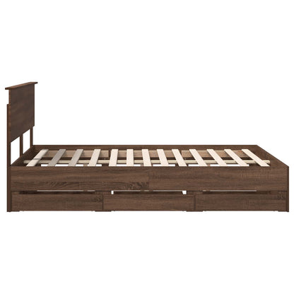 vidaXL Bettrahmen Braun Eichen-Optik 140 x 200 cm Ingenieurs Holz