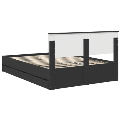 vidaXL Bettrahmen mit Schubladen Schwarz 135 x 190 cm Ingenieurs Holz