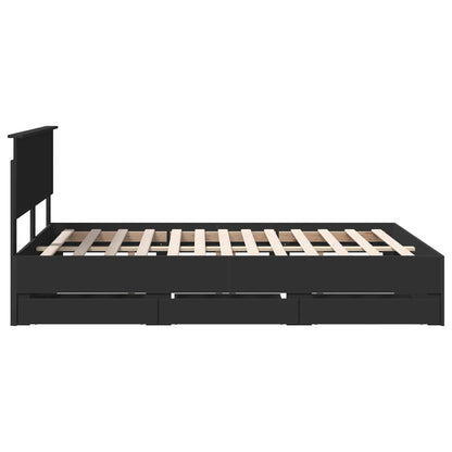vidaXL Bettrahmen mit Schubladen Schwarz 135 x 190 cm Ingenieurs Holz