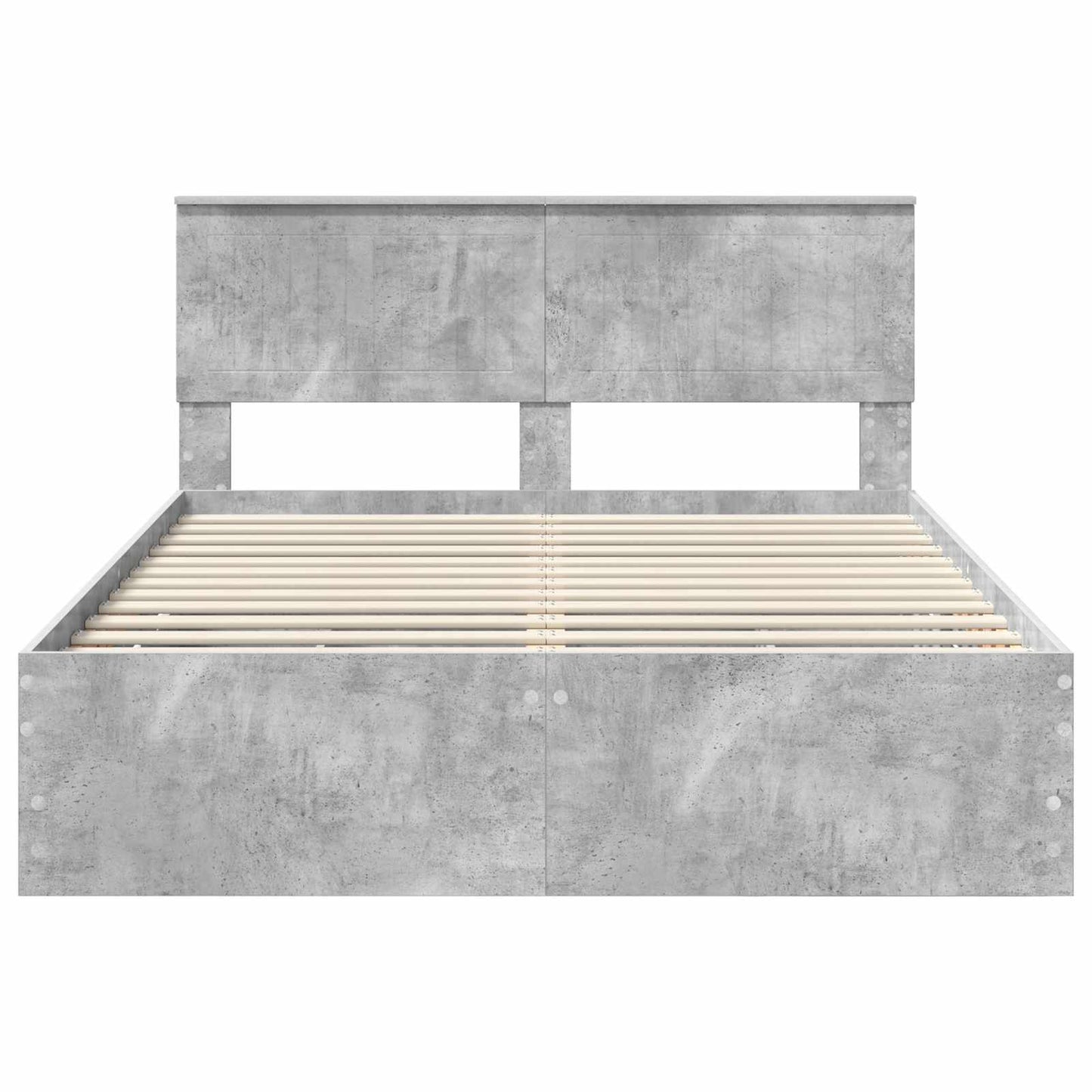 vidaXL Bettrahmen mit Kopfteil Beton Grau 135 x 190 cm Ingenieurs Holz