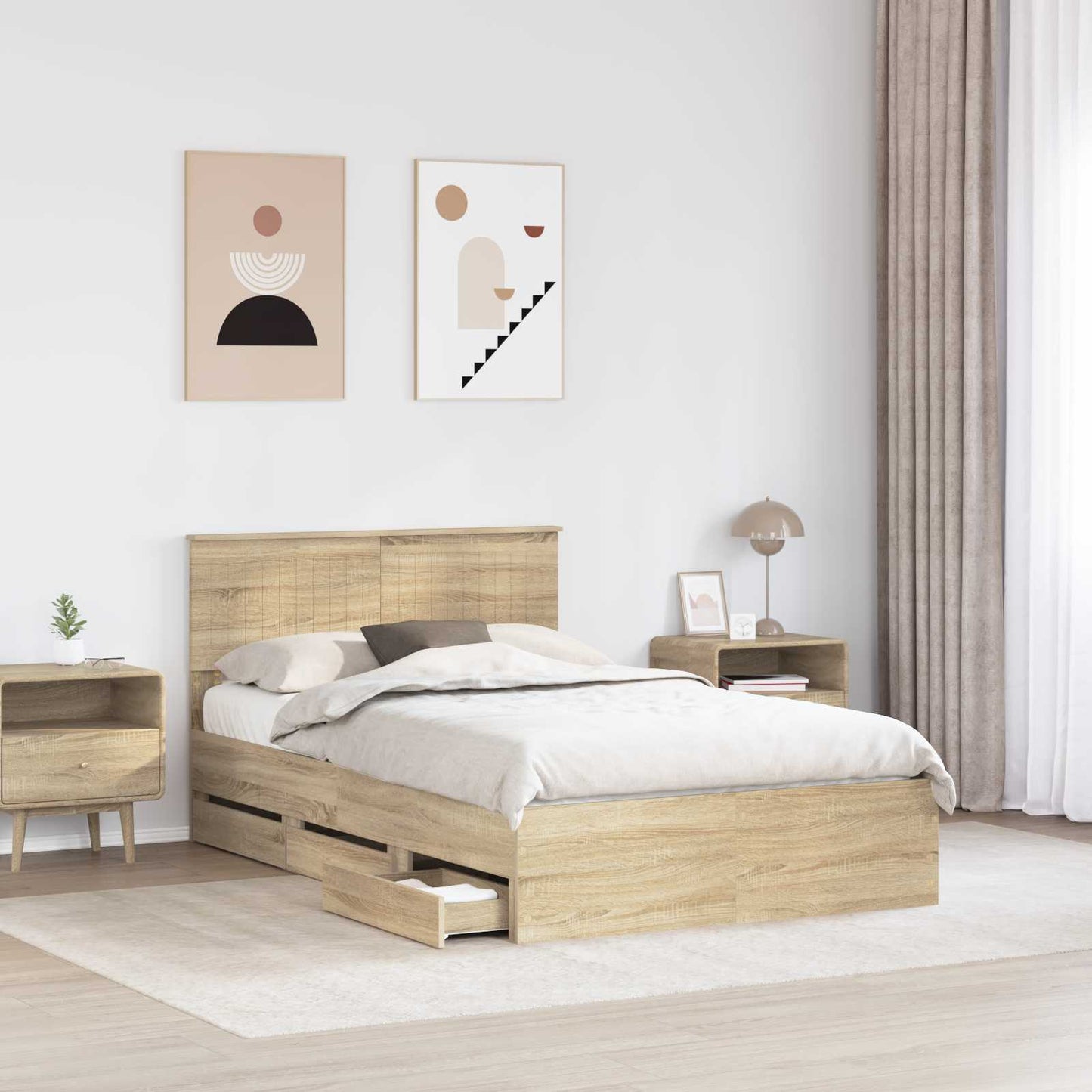 vidaXL Bettrahmen Sonoma-Eiche 120 x 190 cm Ingenieurs Holz