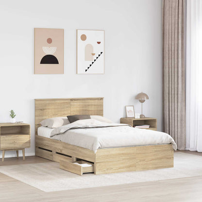 vidaXL Bettrahmen Sonoma-Eiche 120 x 190 cm Ingenieurs Holz