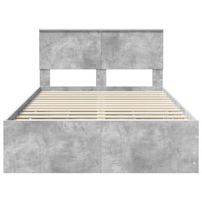 vidaXL Bettrahmen mit Kopfteil Beton Grau 120 x 190 cm Ingenieurs Holz