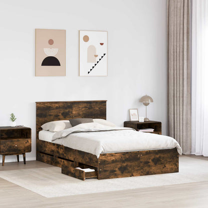 vidaXL Bettrahmen Geräucherte Eiche 120 x 190 cm Ingenieurs Holz