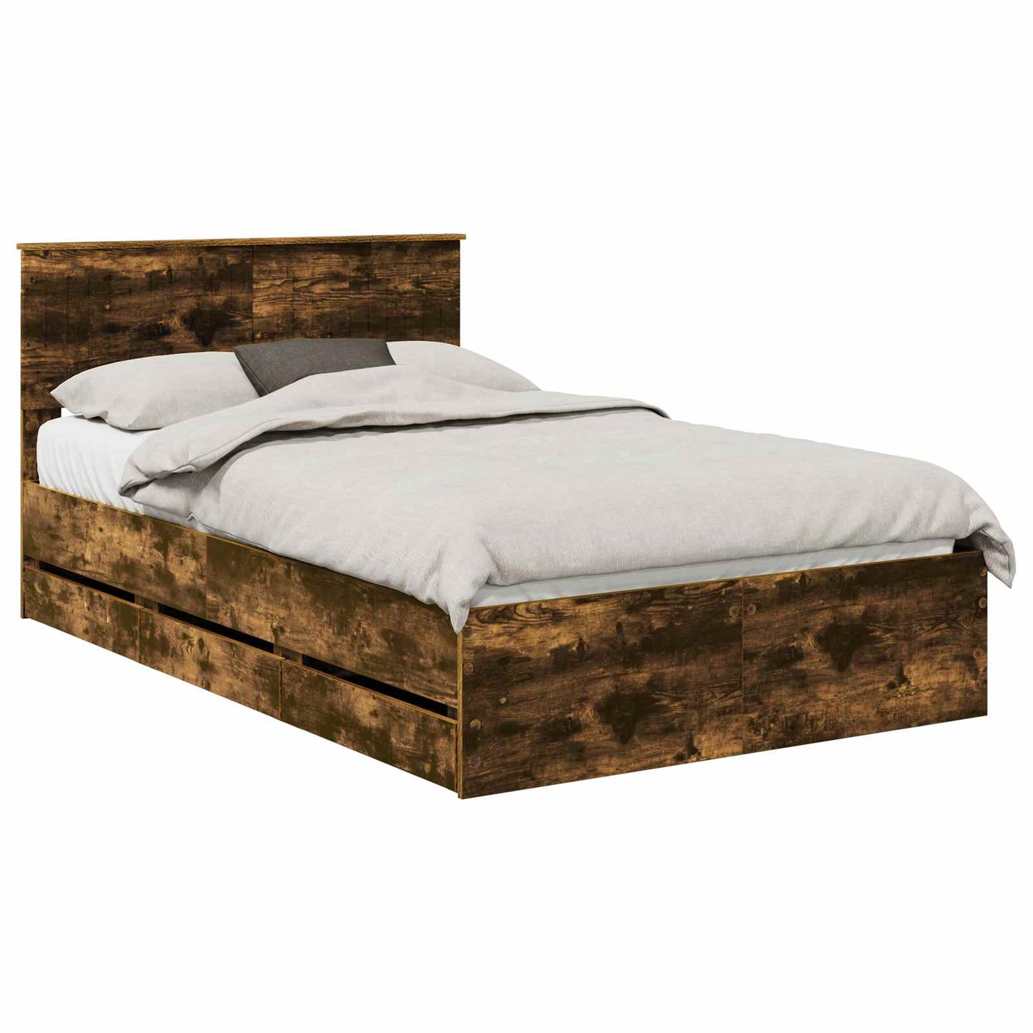 vidaXL Bettrahmen Geräucherte Eiche 120 x 190 cm Ingenieurs Holz