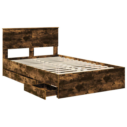 vidaXL Bettrahmen Geräucherte Eiche 120 x 190 cm Ingenieurs Holz