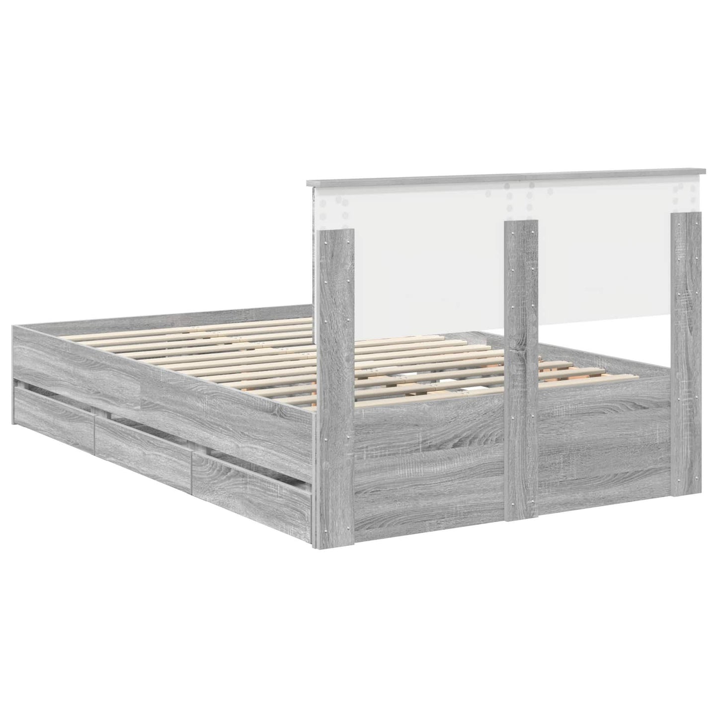 vidaXL Bettrahmen Graues Sonoma 120 x 190 cm Ingenieurs Holz