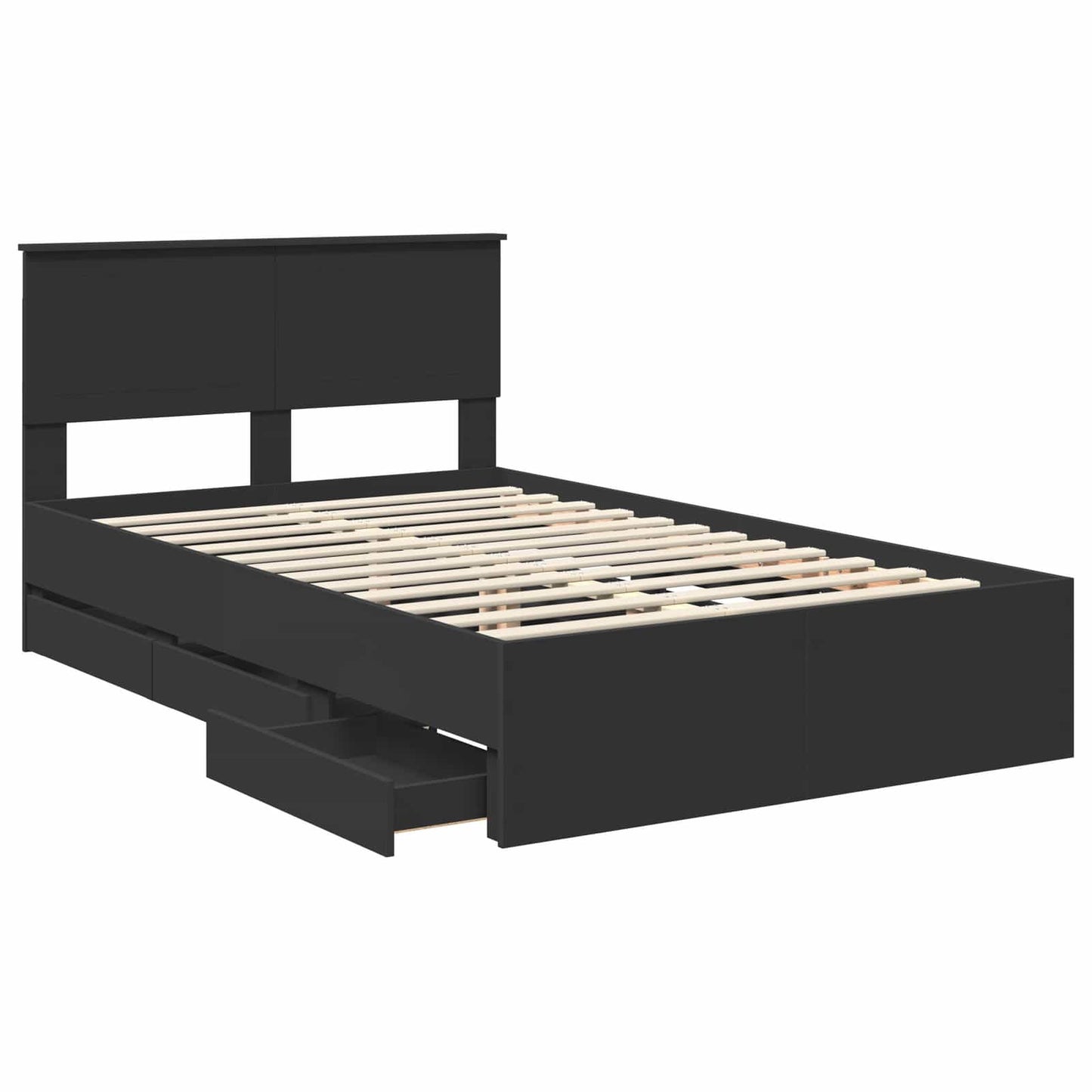 vidaXL Bettrahmen mit Schubladen Schwarz 120 x 200 cm Ingenieurs Holz
