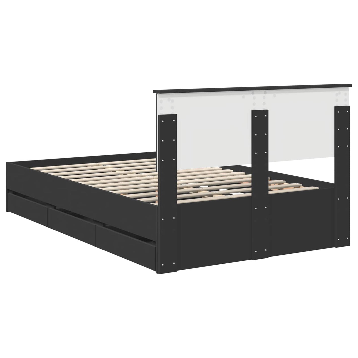vidaXL Bettrahmen mit Schubladen Schwarz 120 x 200 cm Ingenieurs Holz