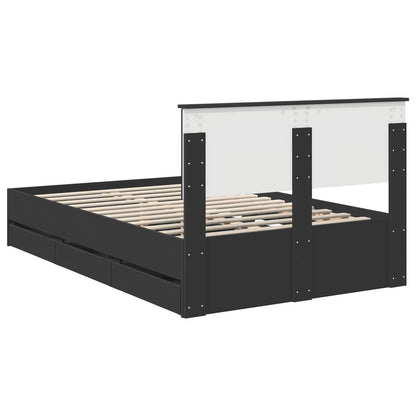 vidaXL Bettrahmen mit Schubladen Schwarz 120 x 200 cm Ingenieurs Holz