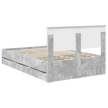 vidaXL Bettrahmen mit Kopfteil Beton Grau 120 x 200 cm Ingenieurs Holz