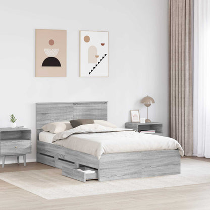 vidaXL Bettrahmen Graues Sonoma 120 x 200 cm Ingenieurs Holz