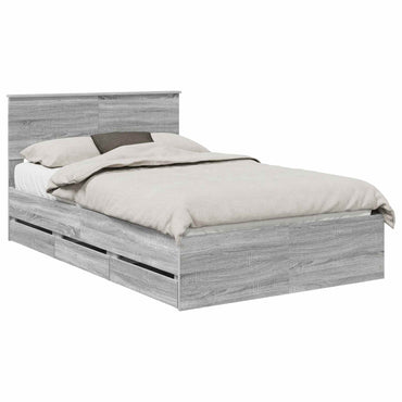 vidaXL Bettrahmen Graues Sonoma 120 x 200 cm Ingenieurs Holz