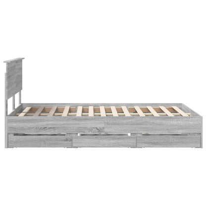vidaXL Bettrahmen Graues Sonoma 120 x 200 cm Ingenieurs Holz