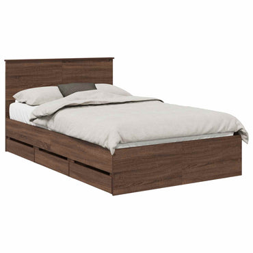 vidaXL Bettrahmen Braun Eichen-Optik 120 x 200 cm Ingenieurs Holz