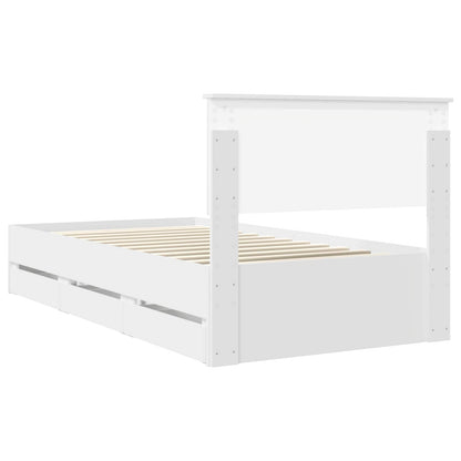 vidaXL Bettrahmen mit Schubladen Weiß 100 x 200 cm Ingenieurs Holz
