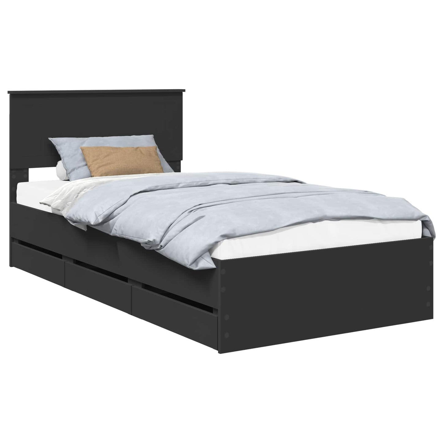 vidaXL Bettrahmen mit Schubladen Schwarz 100 x 200 cm Ingenieurs Holz
