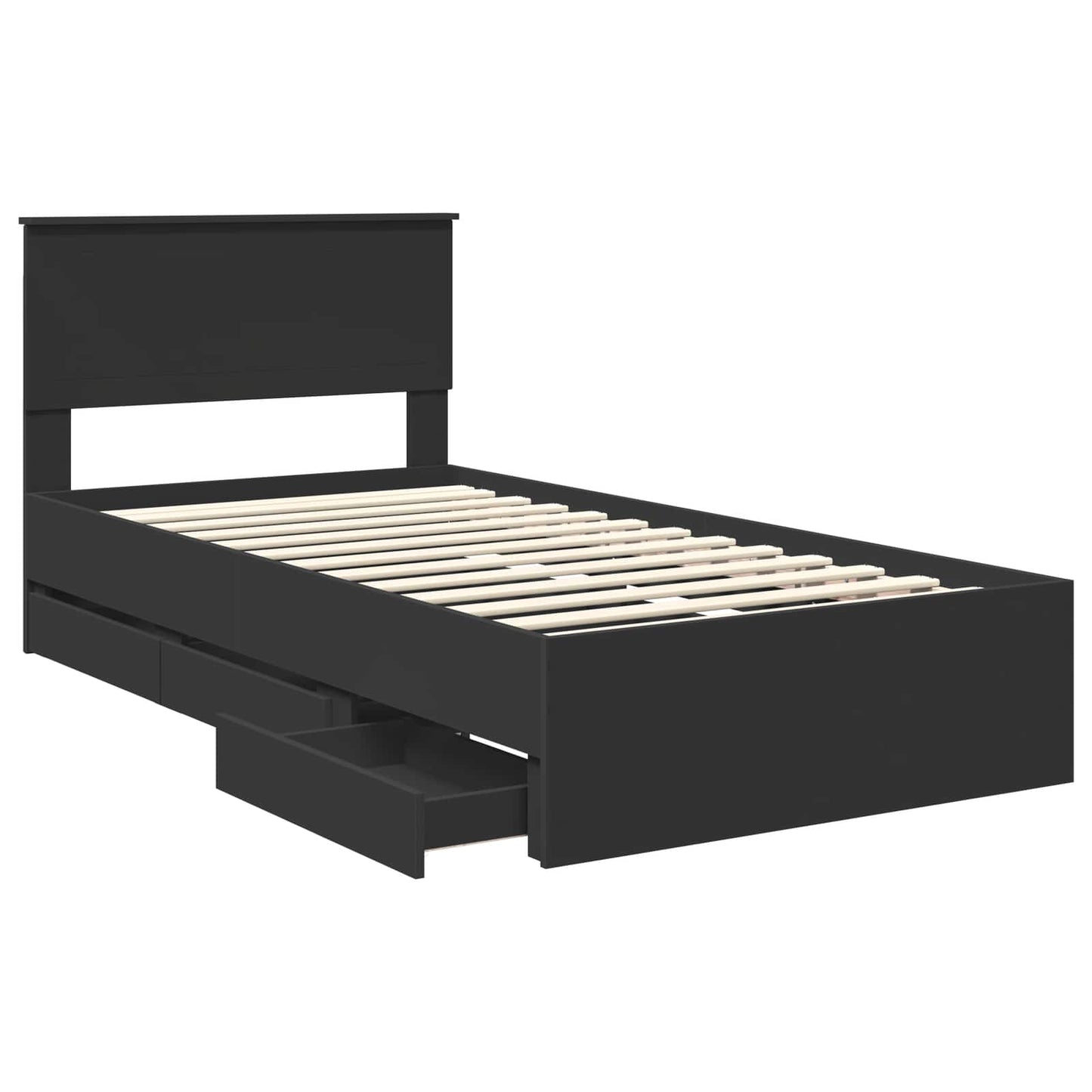 vidaXL Bettrahmen mit Schubladen Schwarz 100 x 200 cm Ingenieurs Holz