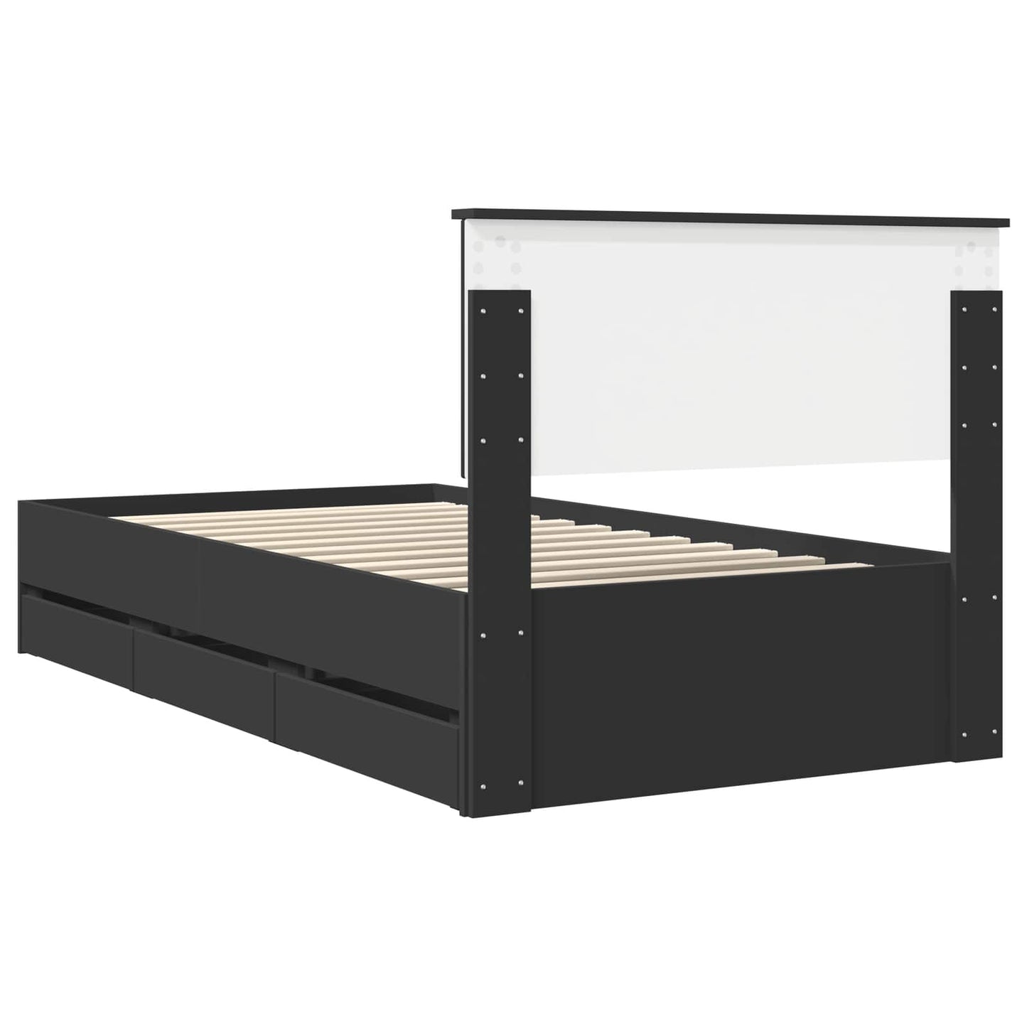 vidaXL Bettrahmen mit Schubladen Schwarz 100 x 200 cm Ingenieurs Holz