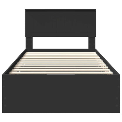 vidaXL Bettrahmen mit Schubladen Schwarz 100 x 200 cm Ingenieurs Holz