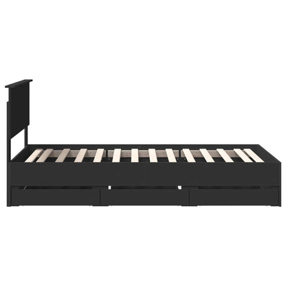 vidaXL Bettrahmen mit Schubladen Schwarz 100 x 200 cm Ingenieurs Holz