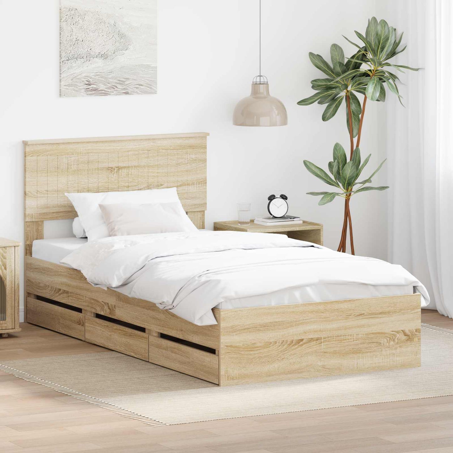vidaXL Bettrahmen Sonoma-Eiche 100 x 200 cm Ingenieurs Holz