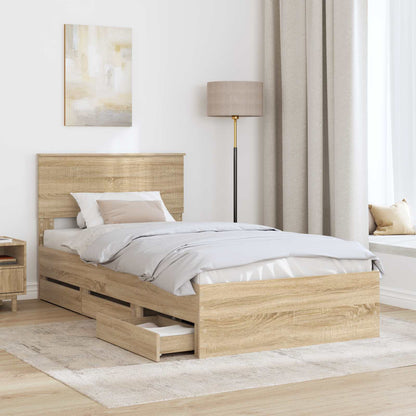 vidaXL Bettrahmen Sonoma-Eiche 100 x 200 cm Ingenieurs Holz