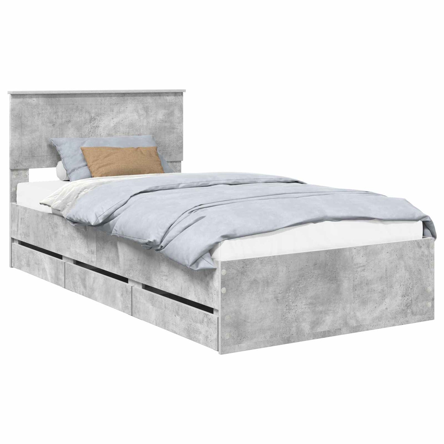 vidaXL Bettrahmen mit Kopfteil Beton Grau 100 x 200 cm Ingenieurs Holz