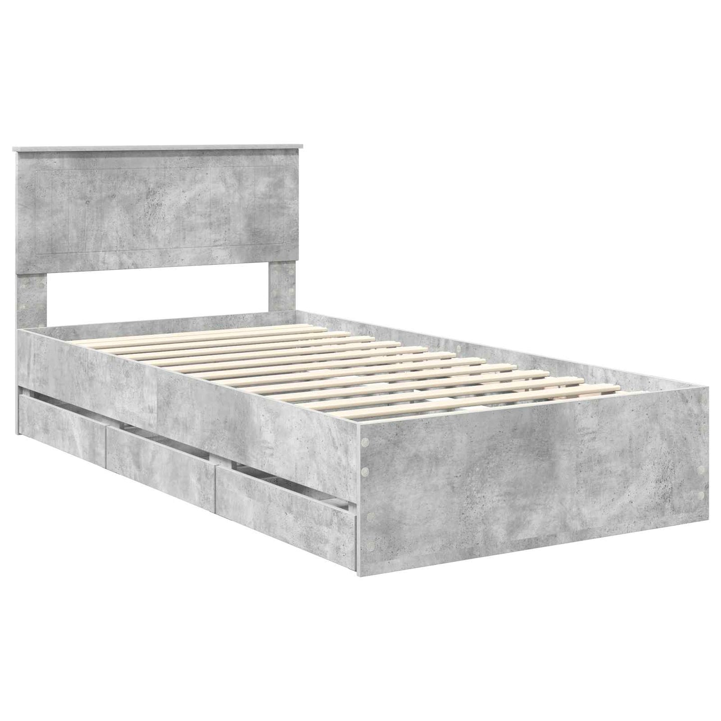 vidaXL Bettrahmen mit Kopfteil Beton Grau 100 x 200 cm Ingenieurs Holz