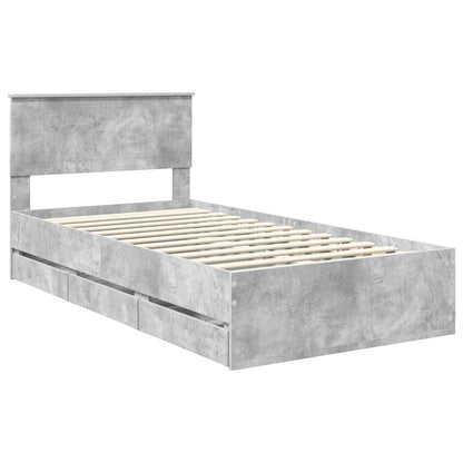 vidaXL Bettrahmen mit Kopfteil Beton Grau 100 x 200 cm Ingenieurs Holz