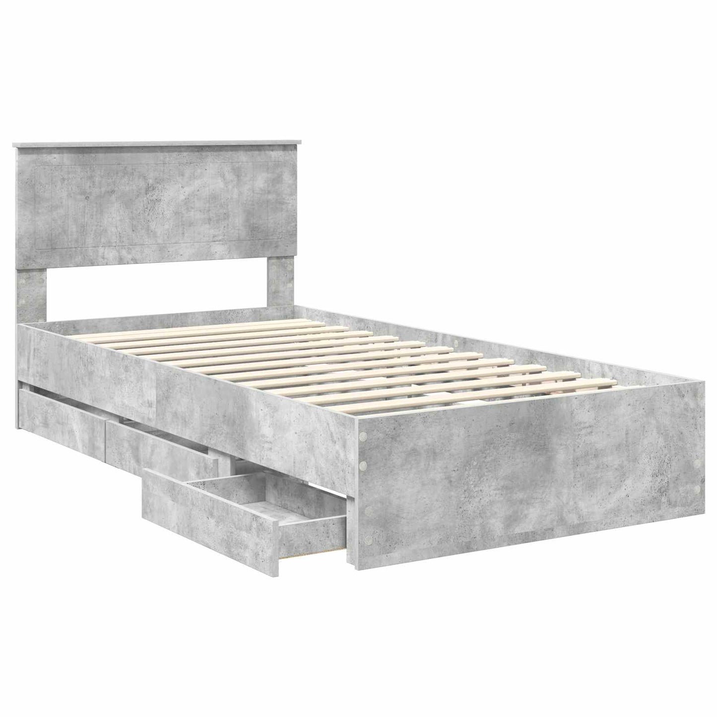 vidaXL Bettrahmen mit Kopfteil Beton Grau 100 x 200 cm Ingenieurs Holz