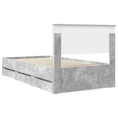 vidaXL Bettrahmen mit Kopfteil Beton Grau 100 x 200 cm Ingenieurs Holz
