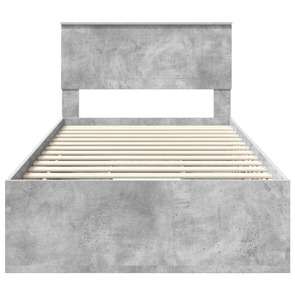 vidaXL Bettrahmen mit Kopfteil Beton Grau 100 x 200 cm Ingenieurs Holz