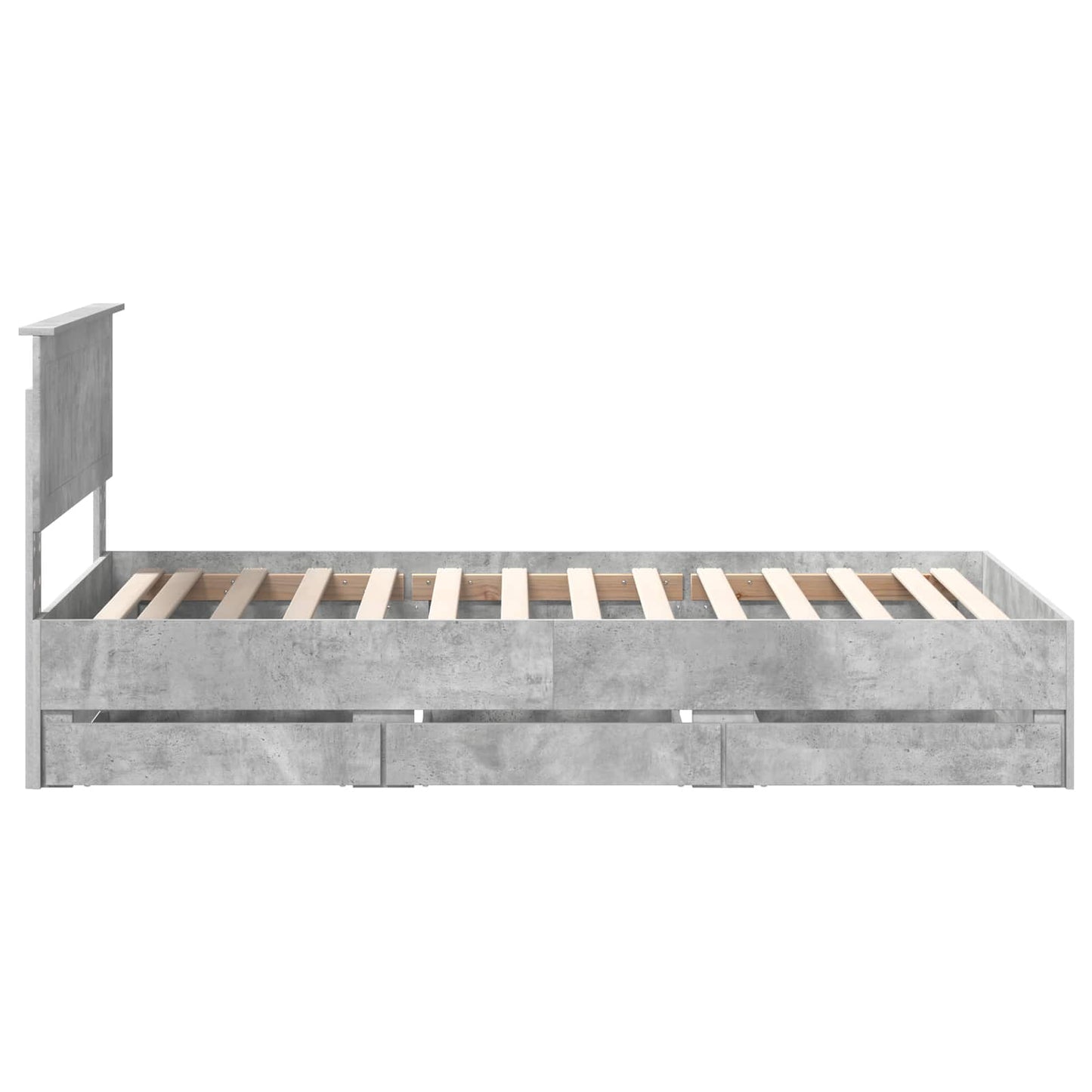 vidaXL Bettrahmen mit Kopfteil Beton Grau 100 x 200 cm Ingenieurs Holz