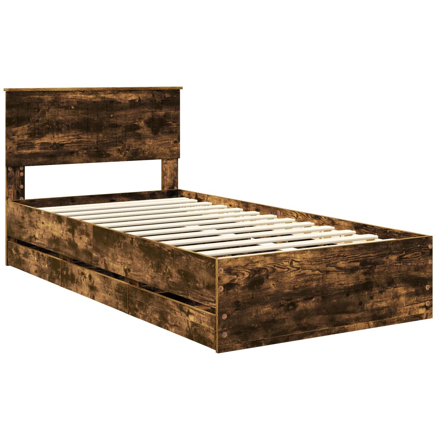 vidaXL Bettrahmen Geräucherte Eiche 100 x 200 cm Ingenieurs Holz