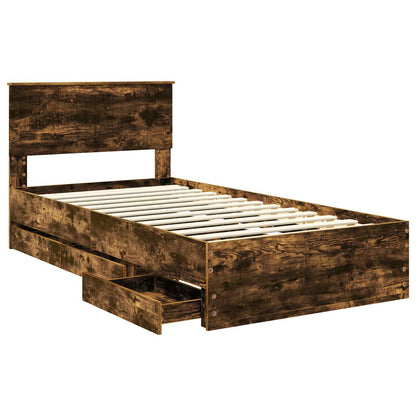 vidaXL Bettrahmen Geräucherte Eiche 100 x 200 cm Ingenieurs Holz