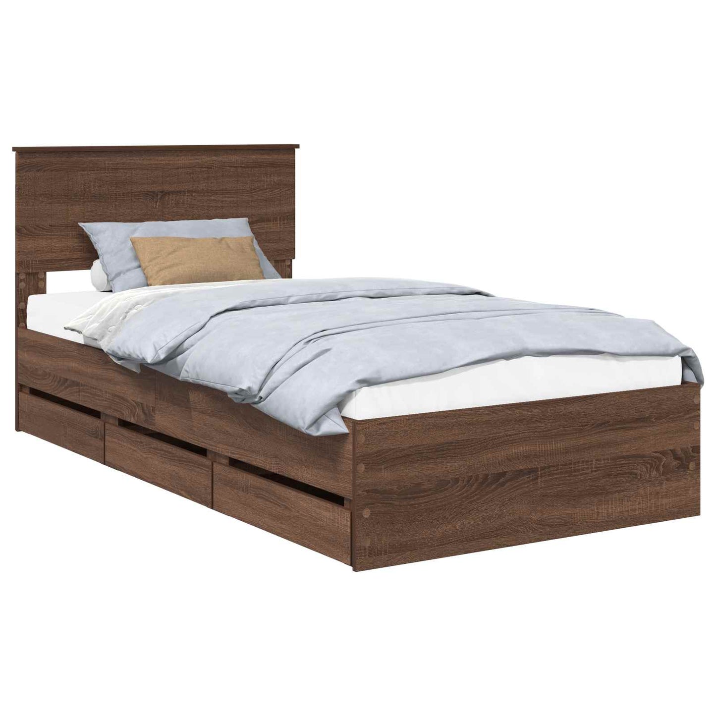 vidaXL Bettrahmen Braun Eichen-Optik 100 x 200 cm Ingenieurs Holz