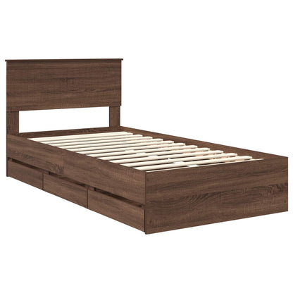 vidaXL Bettrahmen Braun Eichen-Optik 100 x 200 cm Ingenieurs Holz